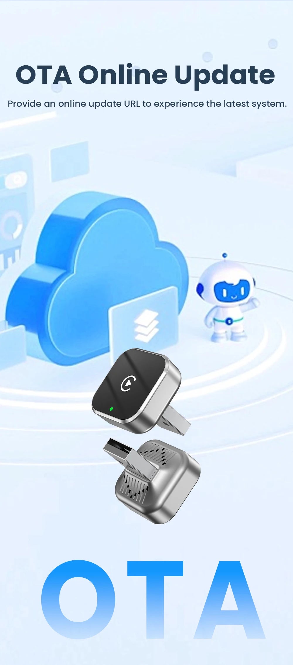 PLAYAIBOX sans fil 2 en 1 CarPlay Android Auto sans fil Supermini Box adaptateur Plug And Play Dongle Bluetooth WiFi connexion rapide