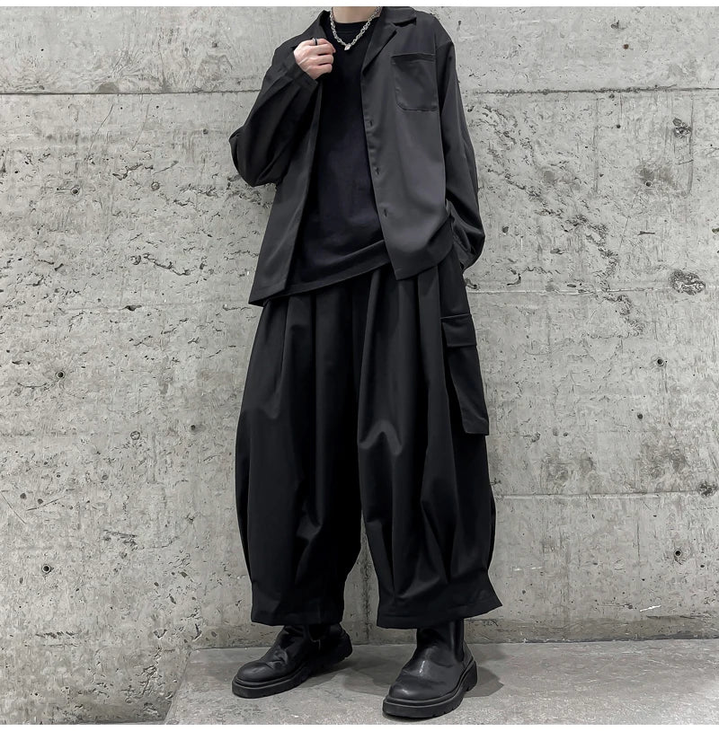 2024 Streetwear Men Harem Pants Men High Street Black Wide-Leg Trousers Hip Hop Jogging Pants Male Cargo Pants Oversized 5Xl 6Xl