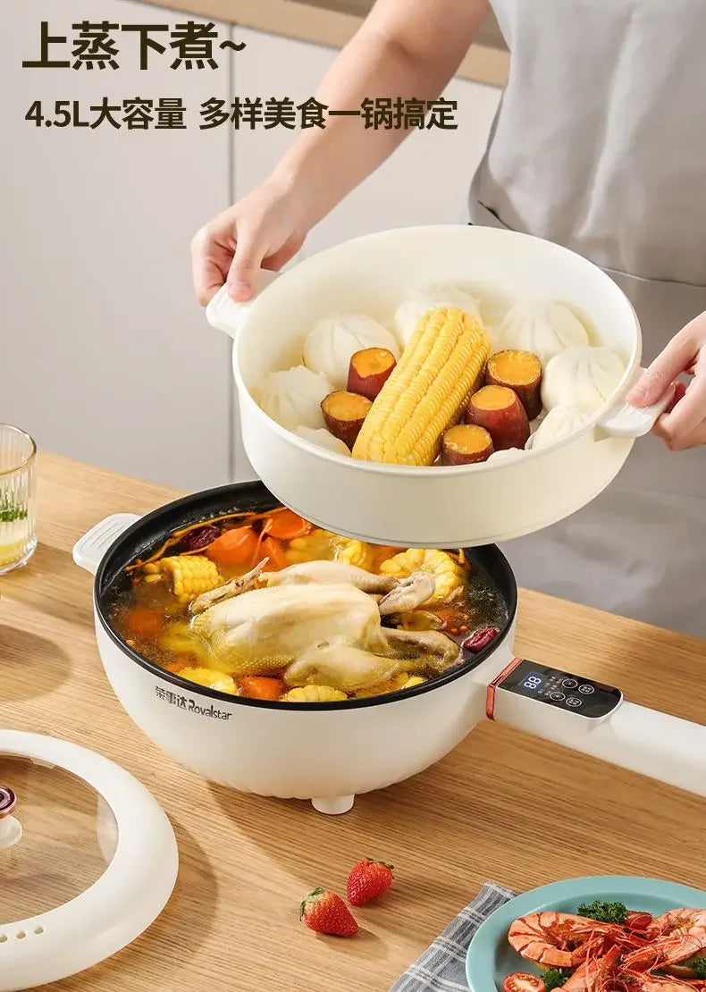 Electric wok, integrated stir-fry, multi-functional electric cooker, high-power frying, steaming, and cooking electric hot pot