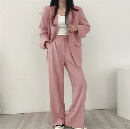 Fashion 2024 Spring and Autumn Small Suit Retro jacket slim 2-piece Set For Women Korean Style Casual Top and Pants Suit