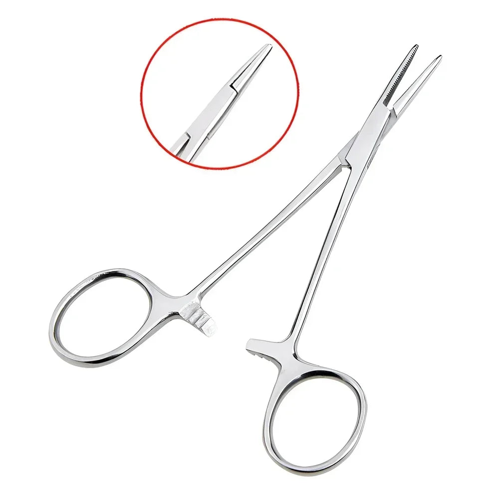 12.5/16/18cm Hemostatic Clamp Forceps Straight Curved Tweezers Medical Surgical Serrated Locking Forceps Curved Hemostat Farm