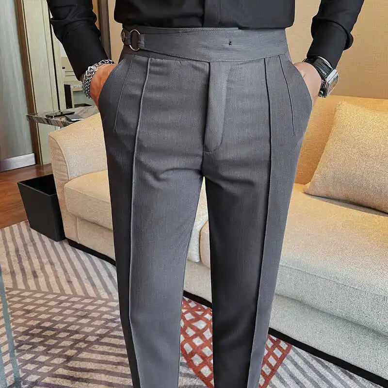 High Quality Men's Suit Pants Solid Color England Style Slim Fit Smart Casual Trousers Men Spring Autumn Fashion Suit Pants Man