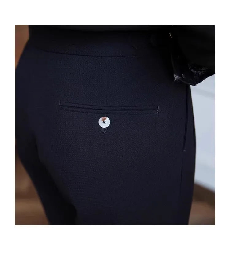 Men's Straight Fit Suit Pants Formal High Quality Retro Fashion Pants Casual Solid Color Black Navy Blue Apricot Trousers Dress