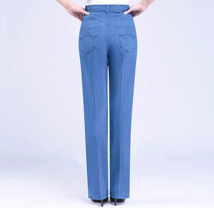 Plus Size 28-38 Straight Jeans Women Casual High Waist Classic Denim Pants Mom Baggy Stretch Kot Pantolon Wash Vintage Vaqueros