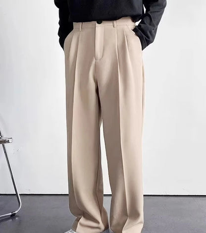 Light mature style autumn and winter new men's wide cut drape straight leg pants