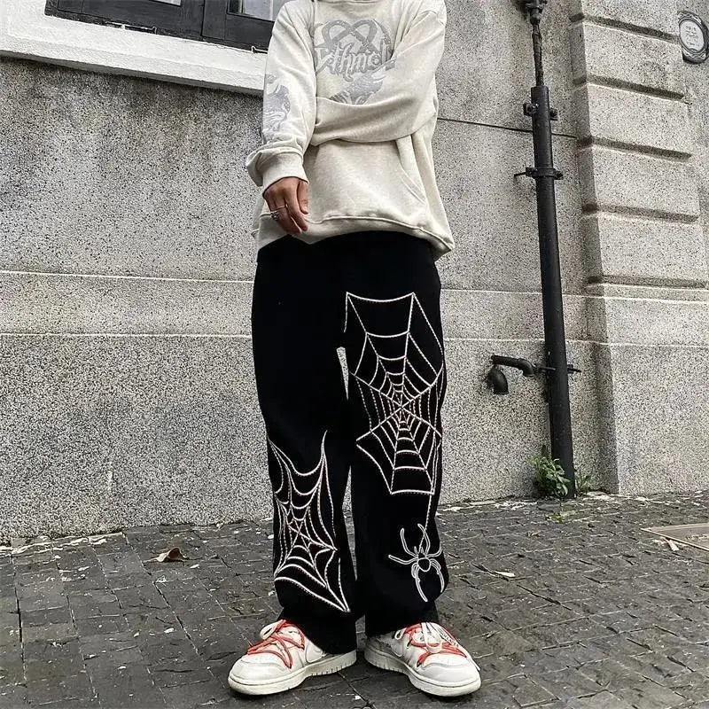 Streetwear Black Y2k Baggy Pants Men Anime Wide leg Sweatpants Male Oversize Techwear Print Straight Trousers 2023 New