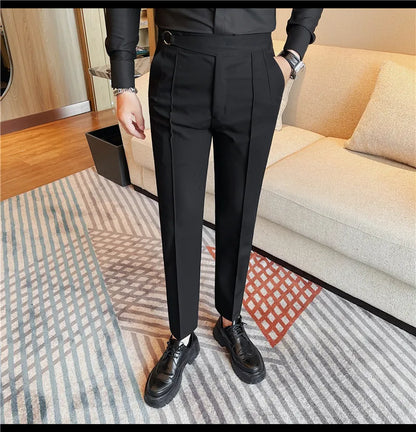 High Quality Men's Suit Pants Solid Color England Style Slim Fit Smart Casual Trousers Men Spring Autumn Fashion Suit Pants Man