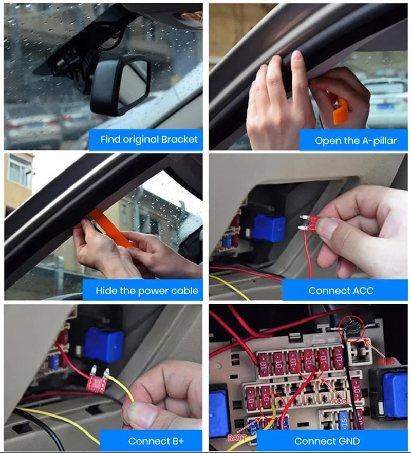 Caméra de tableau de bord cachée à 4 canaux, avec application 4K HD, Vision nocturne, moniteur de stationnement 24/7, capteur G, enregistrement en boucle, détection de mouvement, boîte noire WDR