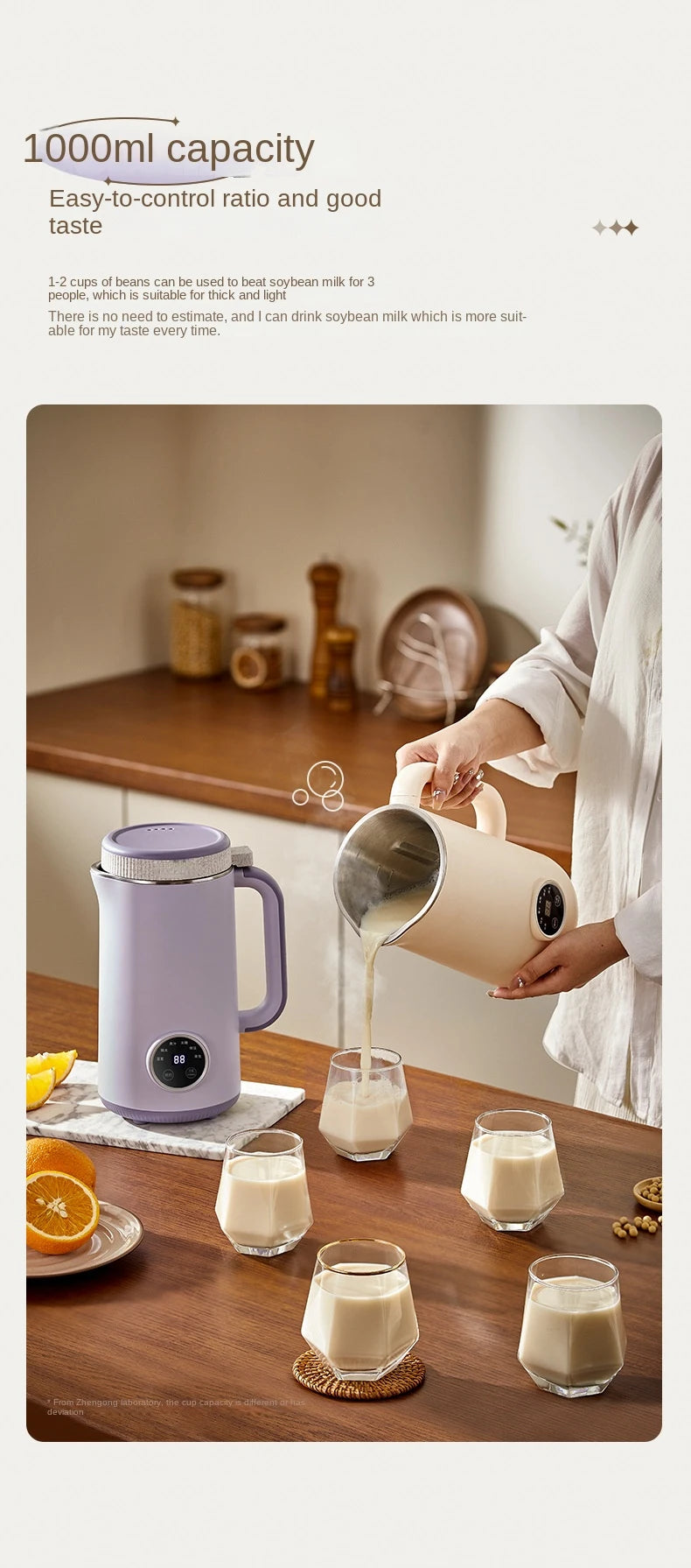 2024 New 1000ML Mini Soybean Milk Machine Automatic Heating Food Blender Intelligent Home-Use Wall Breaking Rice Paste Mixer