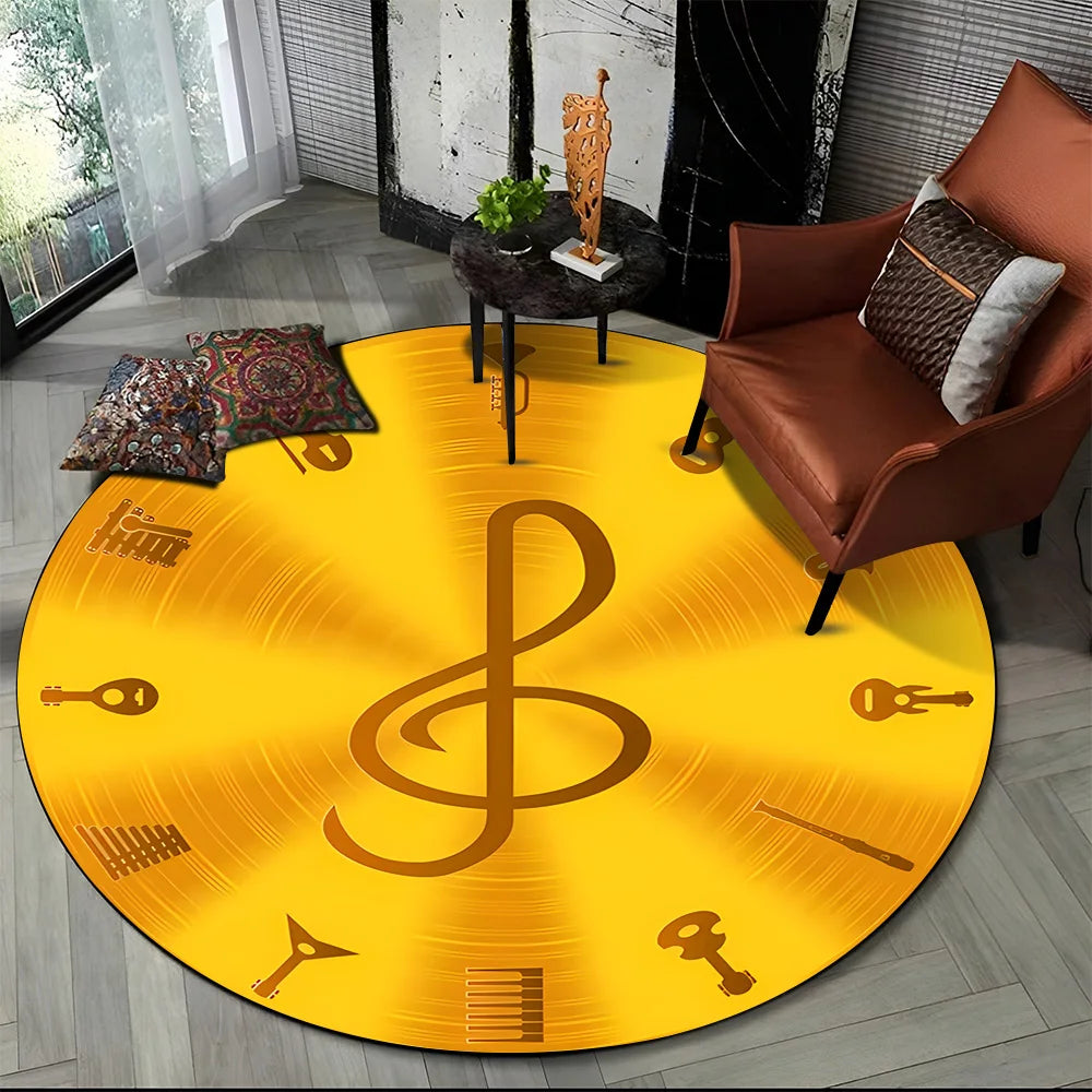 Piano Black White Key Music Symbol Area Rug,Round Carpet Rug for Living Room Bedroom Sofa Foot Pad Decor Non-slip Floor Mat Gift