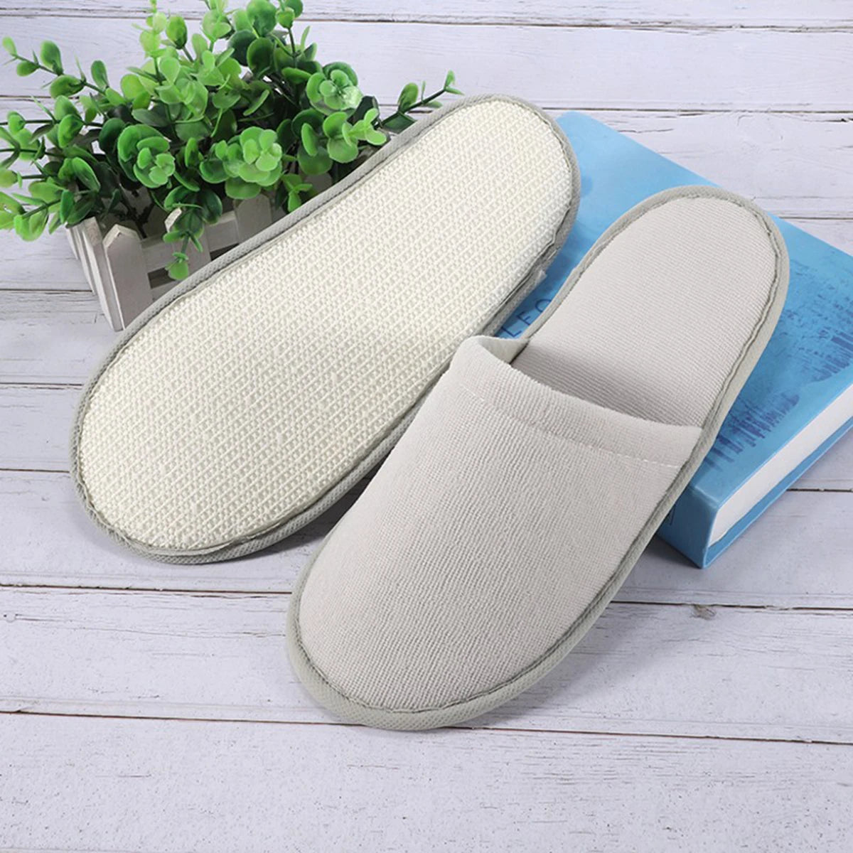 White Cotton Slippers Men Women Hotel Disposable Slides Home Travel Sandals Hospitality Footwear One Size On Sale