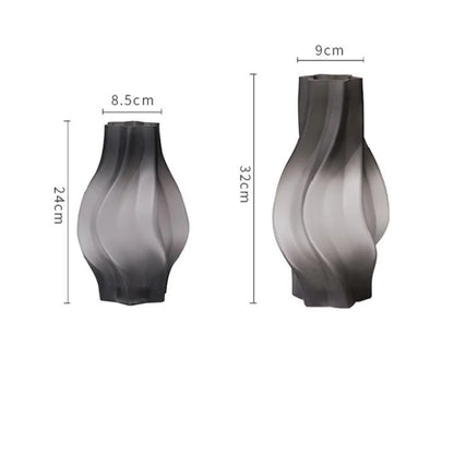 Luxury Nordic Minimalist Style Frosting Glass Vase Classic Home Living Room Decoration Stand For Flowers Decorative Vases Modern