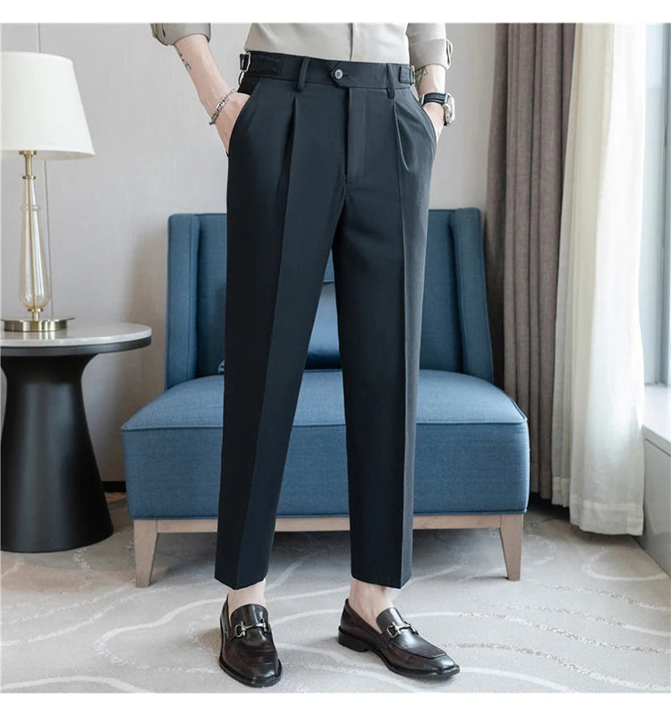 Men Dress Pants Trousers 2024 Autumn New British Style Straight Slim Fit formal Suit Pants Solid Casual Fashion Men Clothin