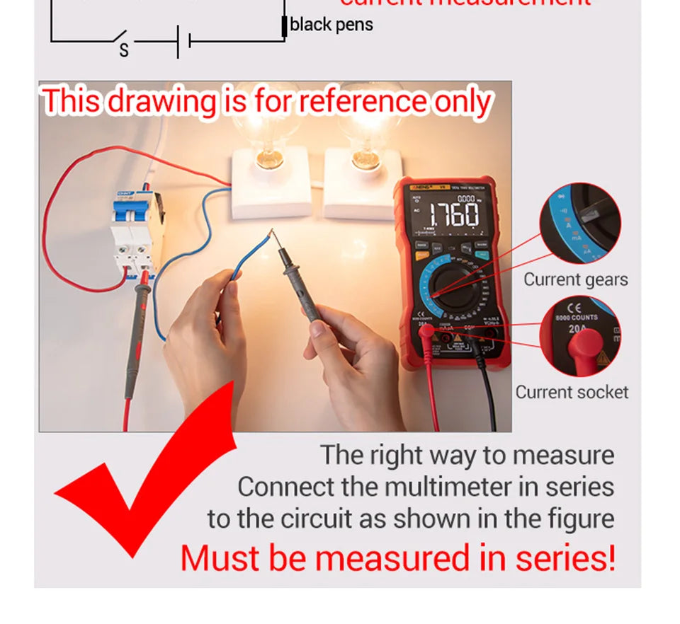 ANENG SZ02 Smart Digital Multimeter 6000 Counts True RMS Auto Electrical Capacitance Meter Temp Resistance Transistor Testers