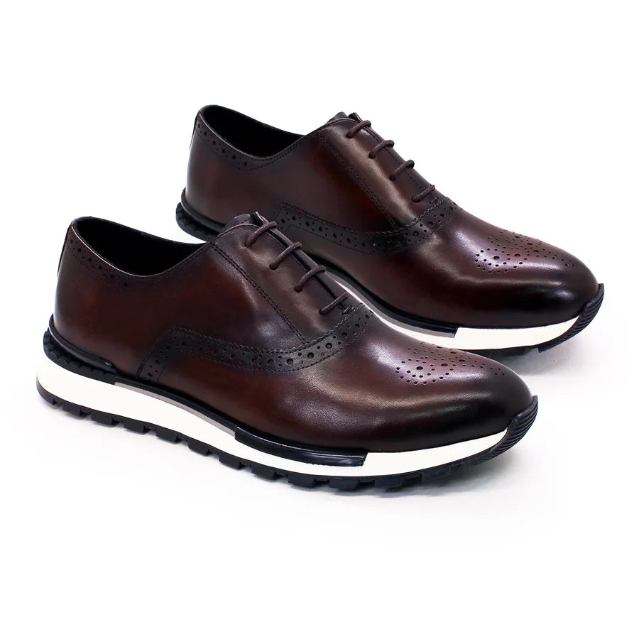 Casual Leather Men's Shoes Lace Up Comfortable Non-Slip Sole Brogue Sneakers Wedding Date Prom Men's Premium Leather Shoes.