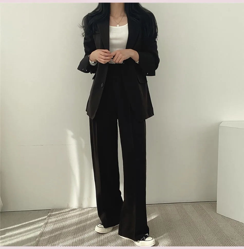 Fashion 2024 Spring and Autumn Small Suit Retro jacket slim 2-piece Set For Women Korean Style Casual Top and Pants Suit