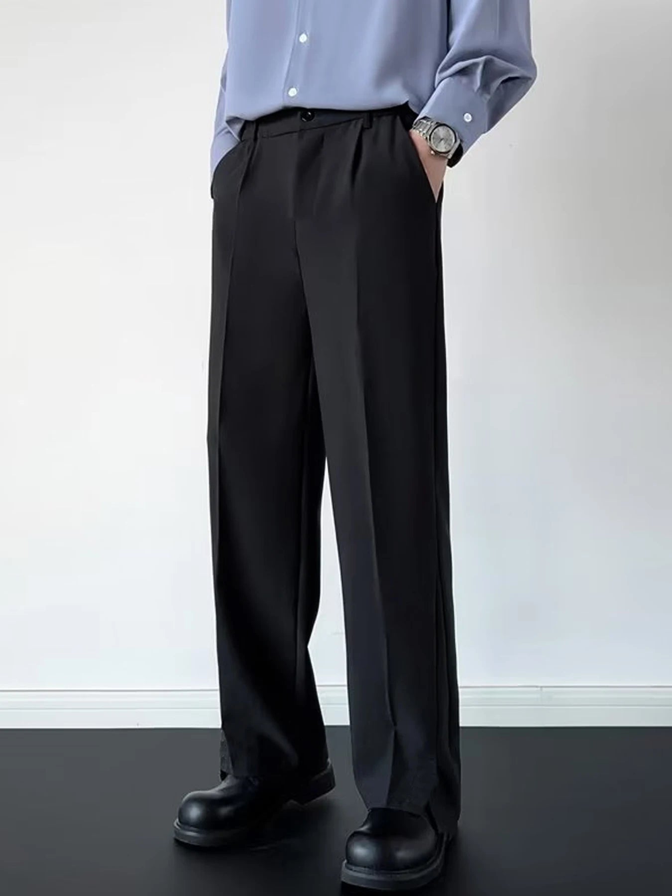 men's drape long pants, Korean version trend slim fit small foot casual pants, men's spring and autumn straight leg suit pants