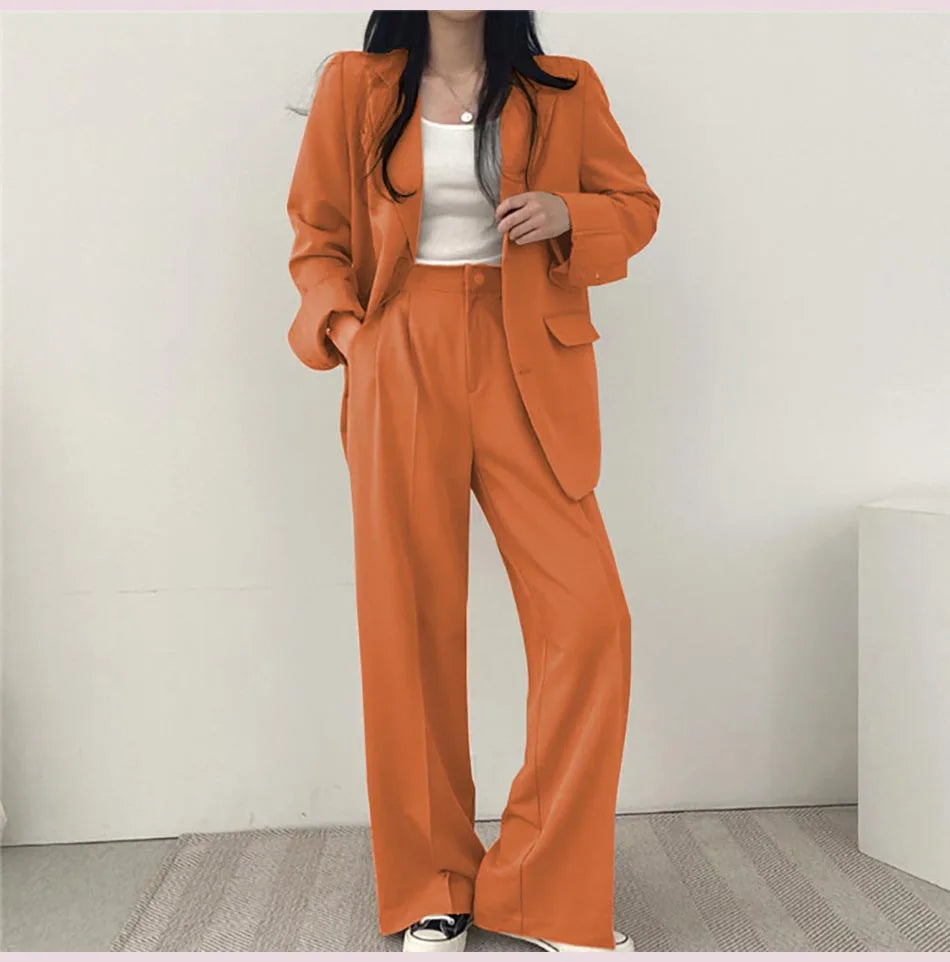 Fashion 2024 Spring and Autumn Small Suit Retro jacket slim 2-piece Set For Women Korean Style Casual Top and Pants Suit