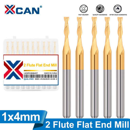 XCAN Milling Cutter 10pcs 1mm Diameter 2 Flute Carbide End Mills 3.175 Shank CNC Spiral Router Bit for Wood MDF PVC Plastic