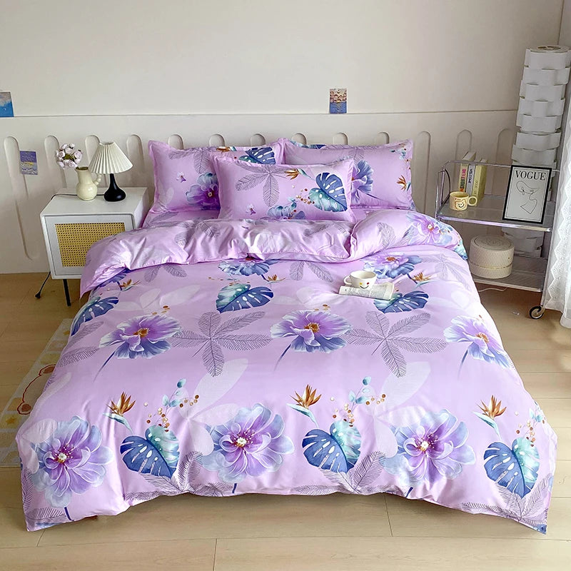 Solstice Bedding Set Duvet Cover Pillowcase Bed Linens Set Green Flowers Quilt Cover Beds Flat Sheet Twin Full Queen King Size