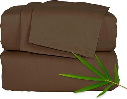 Genuine 100% Organic Viscose Derived from Bamboo Bed Sheet Set, Luxuriously Soft & Cooling, Double Stitching