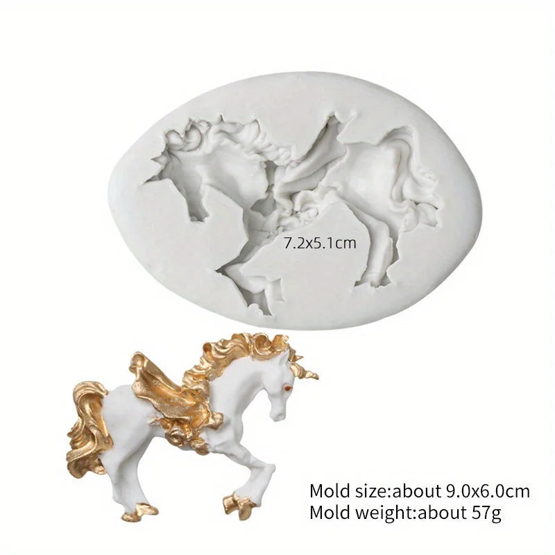 1pc Carousel Horse Silicone Cake Fondant Moulds Sugar Craft Cupcake Gum Paste Decorating Mould  chocolate mold  silicone mold