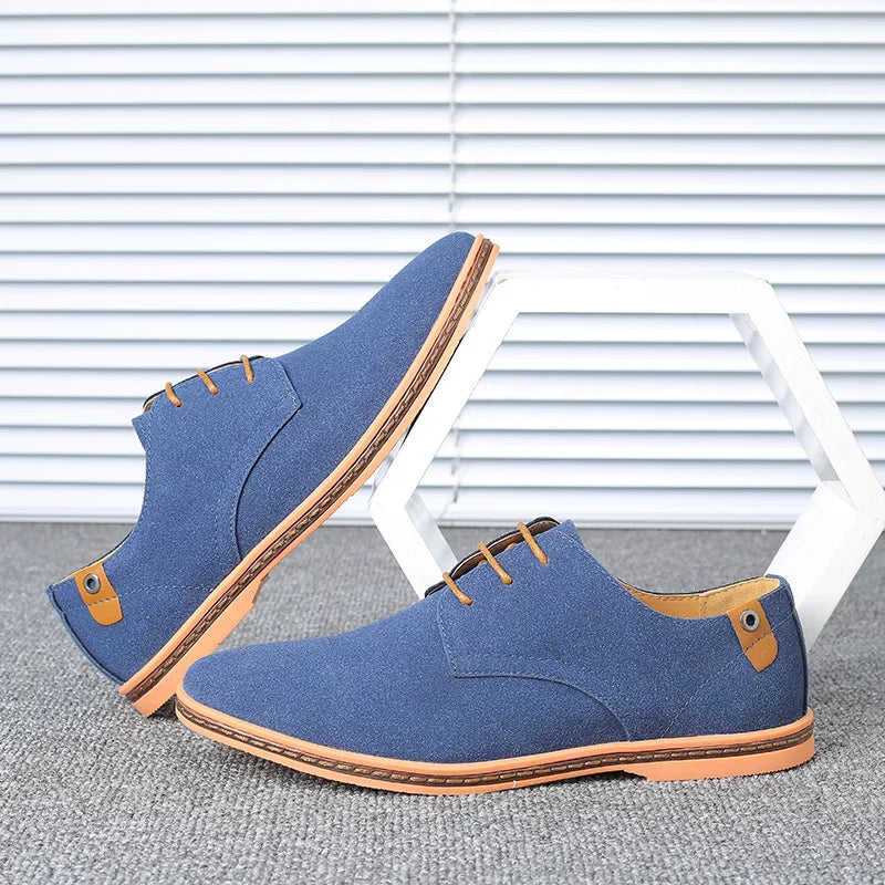 2023 Spring Suede Leather Men Shoes Oxford Casual Shoes Classic Sneakers Comfortable Footwear Dress Shoes Large Size Flats