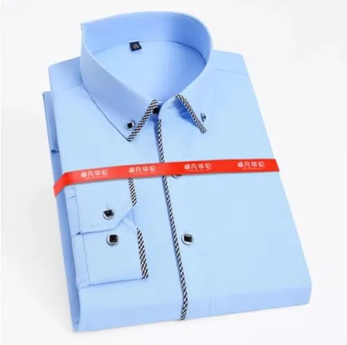 2023 Spring/Autumn Men's Slim Fit Long Sleeve Dress Shirt Europe Business Causal Border Shirt High Quality Wedding Grooms Shirts