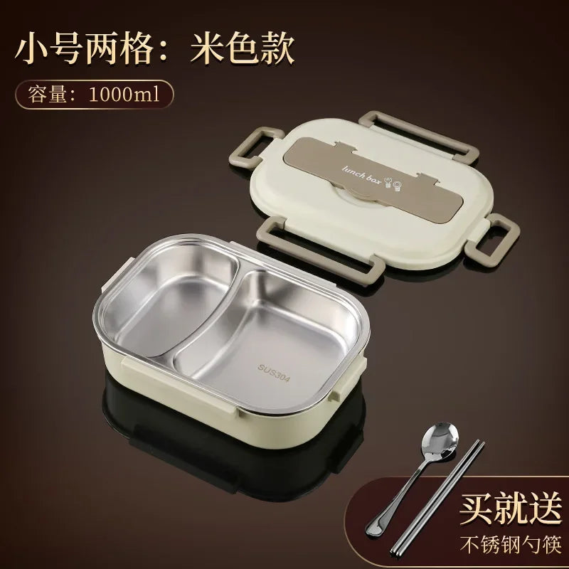 304 stainless steel compartment insulated lunch box office worker students sealed portable bento Microwae Heating food container