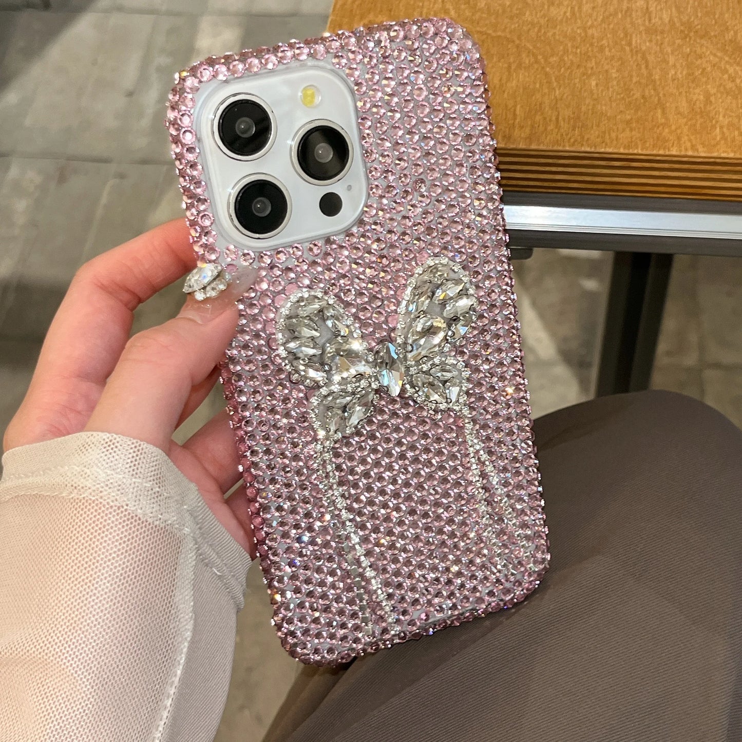 Luxury Diamond Glitter Bowknot Case for iPhone 15 Pro Max 3D Bling Rhinestones Shiny Phone Cover for iPhone 16 14 Plus 11 12 Pro