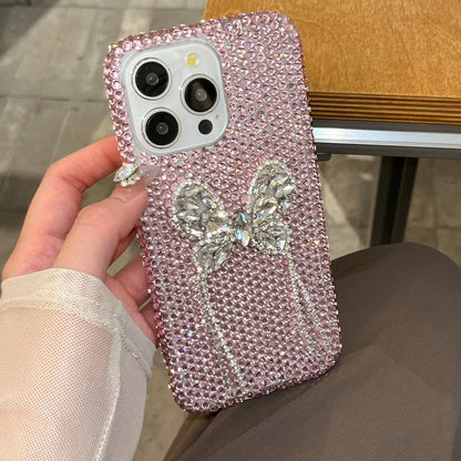 Luxury Diamond Glitter Bowknot Case for iPhone 15 Pro Max 3D Bling Rhinestones Shiny Phone Cover for iPhone 16 14 Plus 11 12 Pro