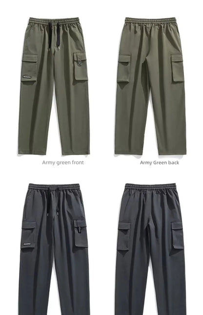 American Style Green Cargo Pants Loose-fit Straight-leg Pants For Men Casual Long Trousers For Autumn Youth