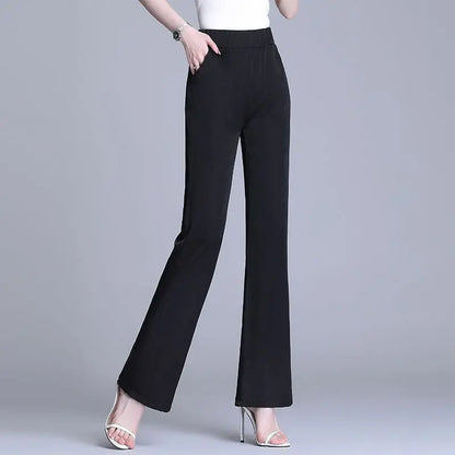 2023 Autumn and Winter Women's High Waist Patchwork Pockets Sashes Slim Solid Color Fashion Casual Elegant Commuter Horn Pants