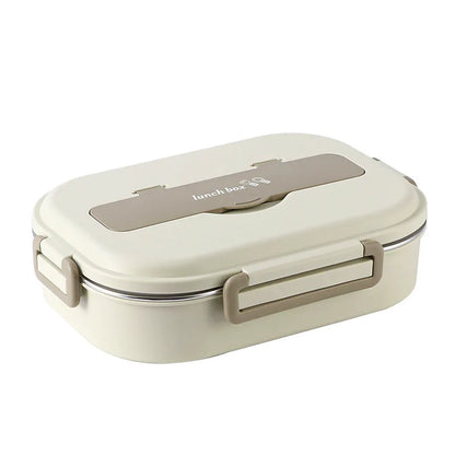 Square Insulated Bento Lunch Box With Tableware Microwave Safe Portable 304 Stainless Steel Food Storage Container