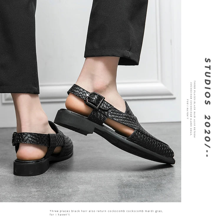 Men Braided Design Slingback Dress Shoes Fashion Outdoor Dress Shoes