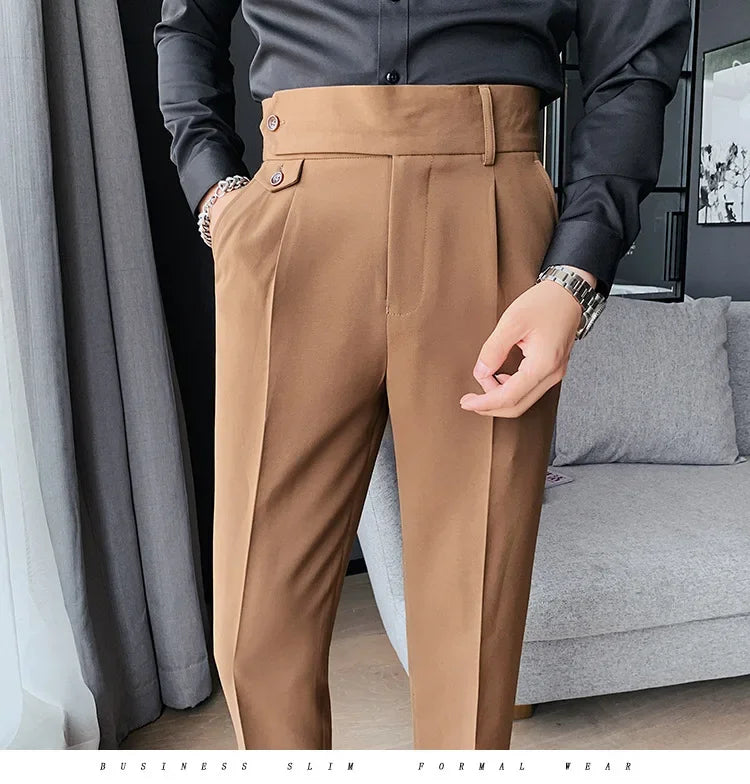 Men's Nine-Point Two-Piece Suit Pants Loose Fit Business Casual Straight Leg Lightweight Trousers Anti-Wrinkle Smooths Your Silh