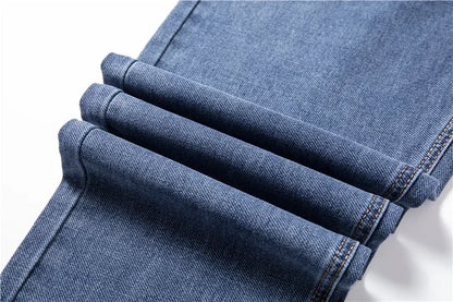 Men's Traight Loose Jeans Cotton Business Casual Stretch Denim Pants Male Trousers Brand Clothing Plus Size 42 44