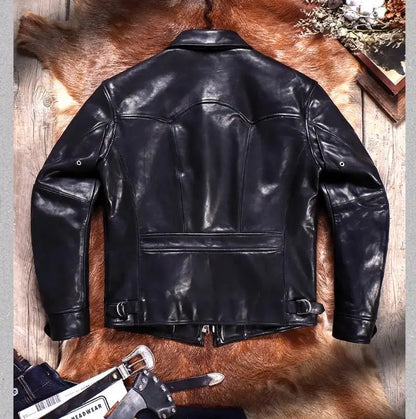 CC Shop Top.Mens Classic Motor Rider leather coat.Heavy Luxury uncoated Cowhide jacket.Cool Men real leather cloth.