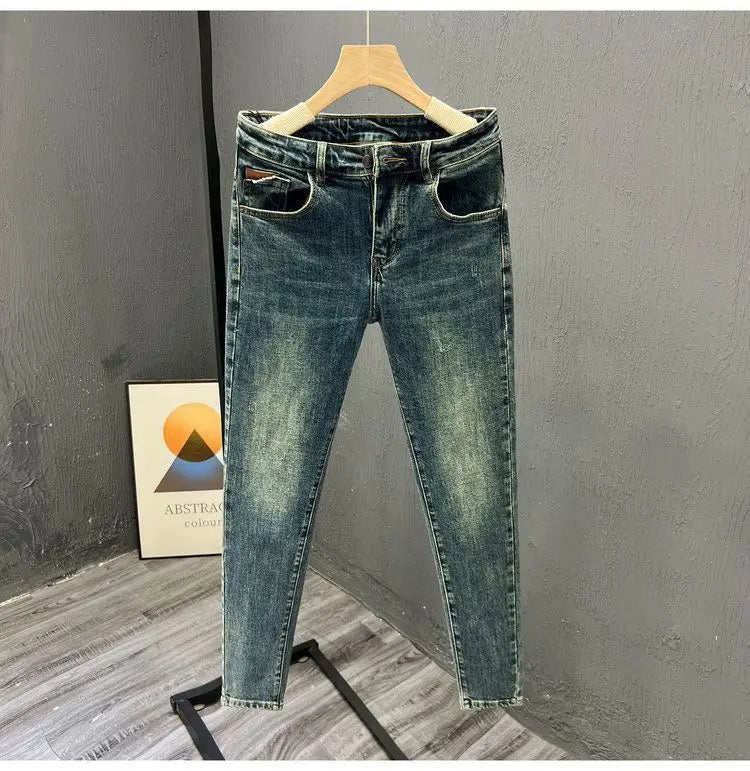 Spring Autumn Casual Slim Denim Jeans for Men Fashion Pants Men's Luxury Mens Designer Clothes Washed Trousers Streetwear Pants