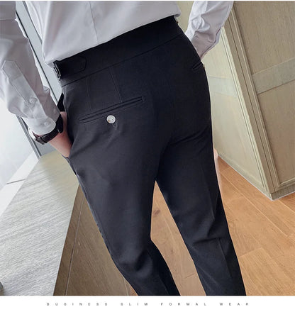 2024 Autumn Spring High Quality Men's Slim Fit Suit Pants Business Casual Trend Korean Fashion Straight Leg Pants 29-36