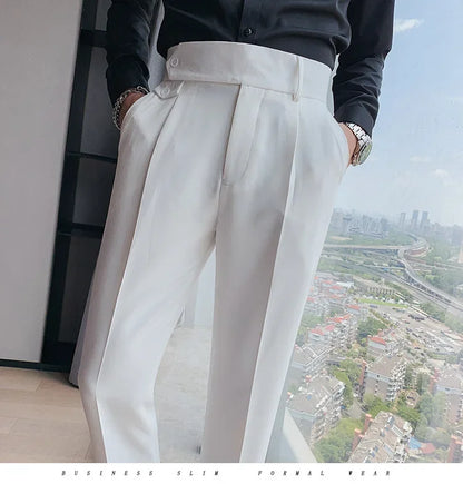 Men's Nine-Point Two-Piece Suit Pants Loose Fit Business Casual Straight Leg Lightweight Trousers Anti-Wrinkle Smooths Your Silh