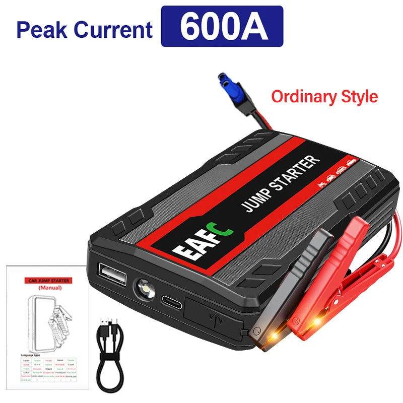 Démarreur de saut de voiture 2000A/1200A/600A, démarreur de batterie de voiture, chargeur de batterie externe Portable 12V, dispositif de démarrage d'urgence automatique Booster