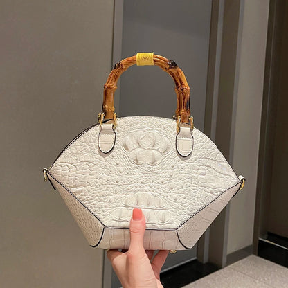 Luxury Designer Brand High Quality Cowhide Crocodile Fashion Bamboo Handbag for Women Shell Shoulder 가방 Crossbody Bag Hot Sale