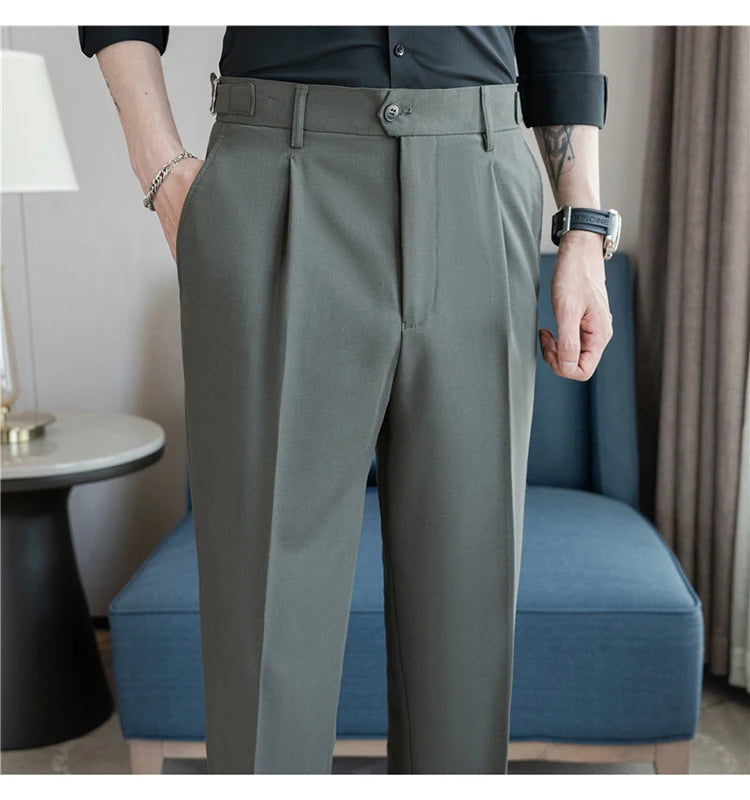 Men Dress Pants Trousers 2024 Autumn New British Style Straight Slim Fit formal Suit Pants Solid Casual Fashion Men Clothin