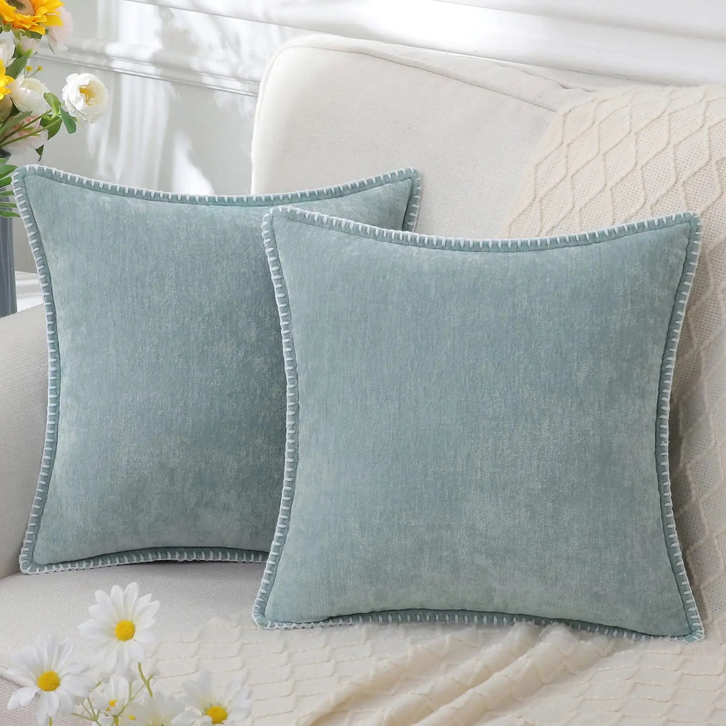 Olanly Chenille Cushion Cover 45x45 Pillow Cover 40x40cm Sofa Decorative Throw Pillow Case Soft Luxury For Living Room Decor﻿