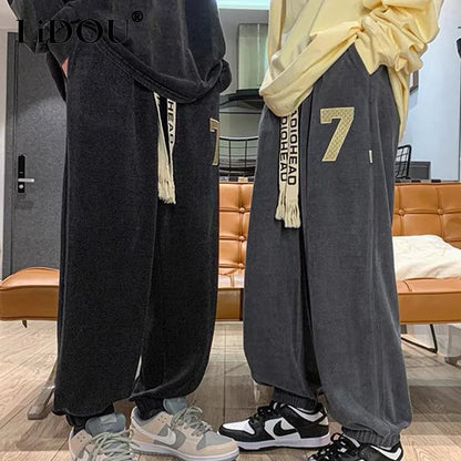 Spring Autumn Solid Straight Loose Trousers Sports Joggers Oversized Baggy Pants Pantalon Homme 4XL Casual Streetwear Sweatpant