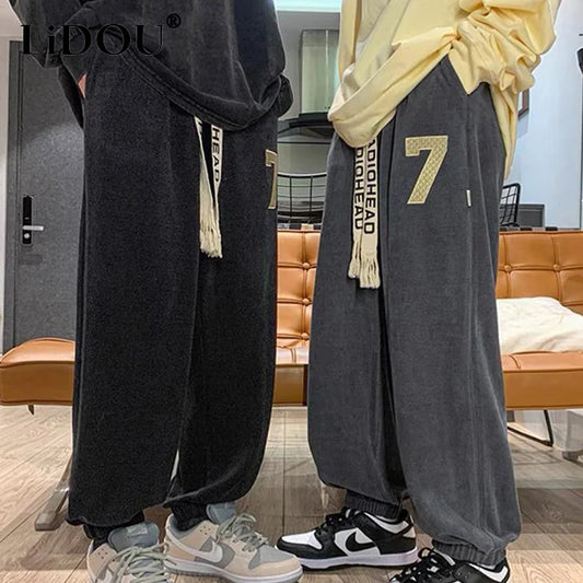 Spring Autumn Solid Straight Loose Trousers Sports Joggers Oversized Baggy Pants Pantalon Homme 4XL Casual Streetwear Sweatpant