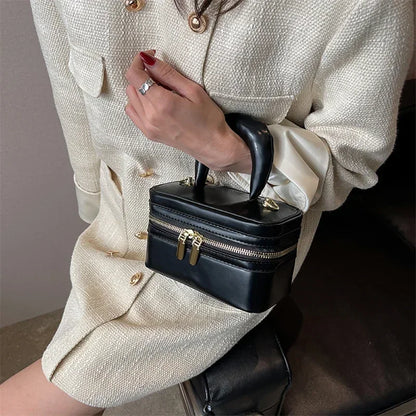 Light Luxury Design Sense Mini Crossbody Bag Korean Solid Oil Wax Leather High-end Texture Handbag Women Simple Small Square Bag