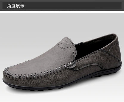 Men's casual leather shoes four seasons plus size soft sole comfort outdoor fashion youth business leather shoes driving shoes