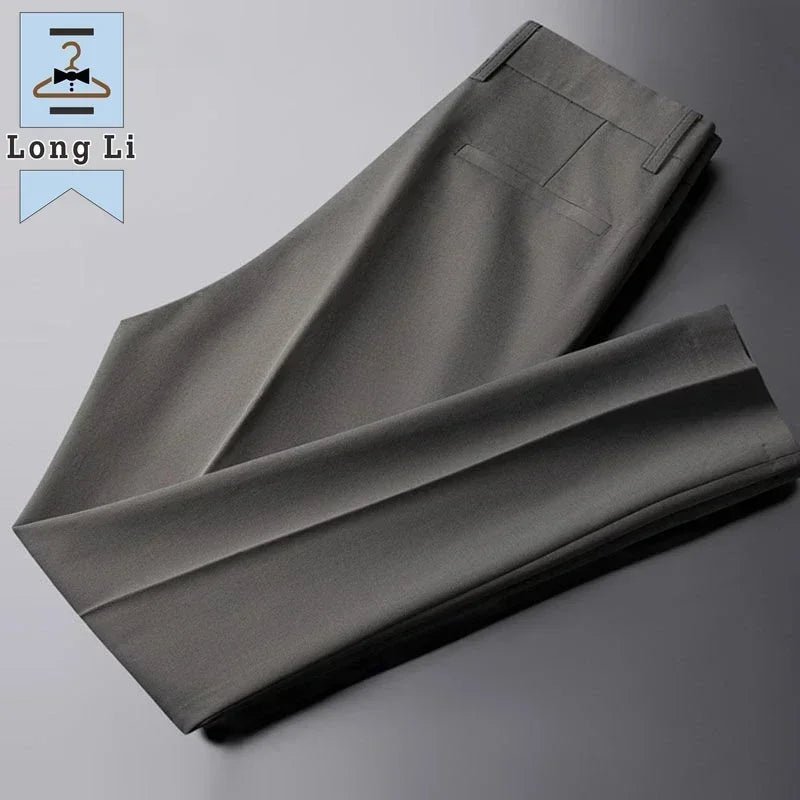 2023 Drape Trousers Trousers Men's Straight Slim Casual White Pants Men's Suit Anti-wrinkle High-grade Nine-point Pants